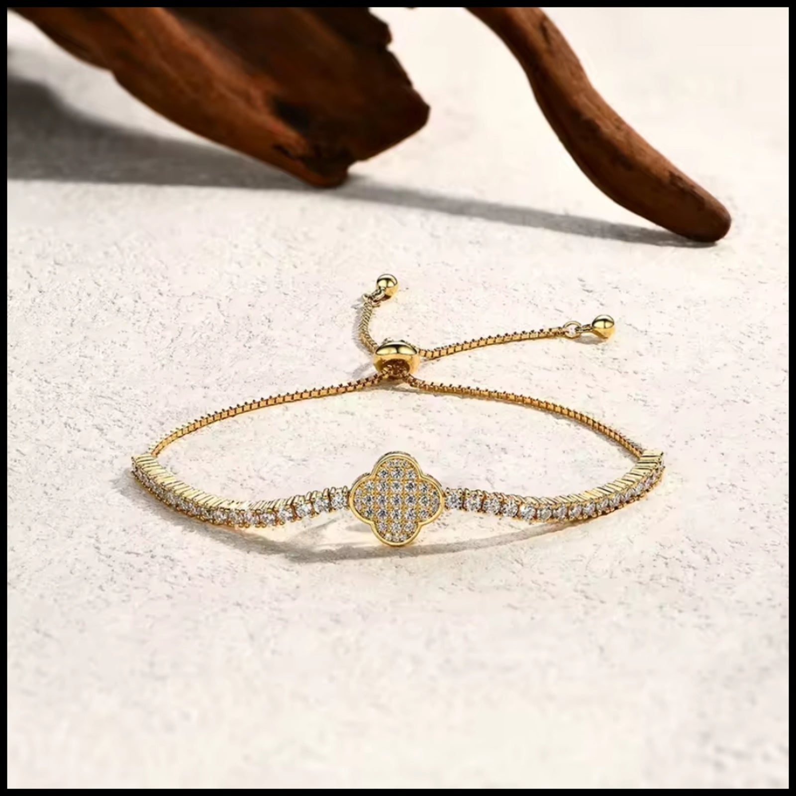 Elegant gold-plated Moissanite Tennis Bracelet with VVS1 D Colour Grade stones and adjustable chain clasp