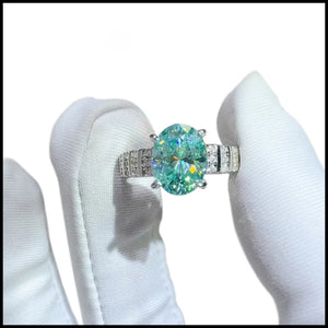 Moissanite Mint Green Ring.