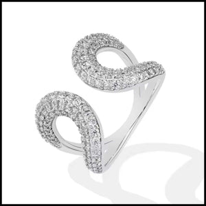 Moissanite hollow design bold silver ring with VVSI D moissanite stones and 18k white gold plating