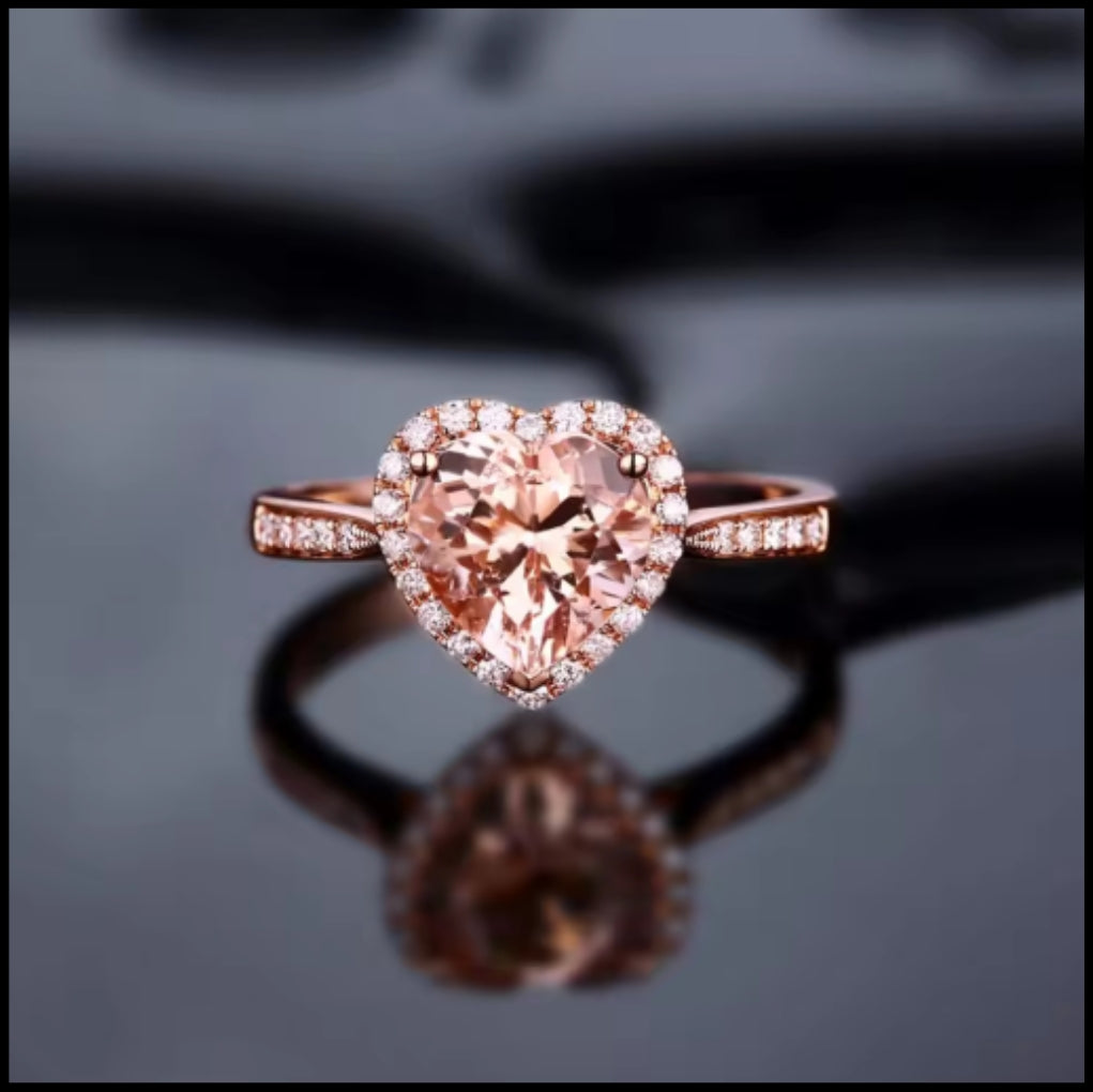 Morganite & Diamond Heart Ring