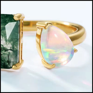 Moss Agate Opal Gold Ring.