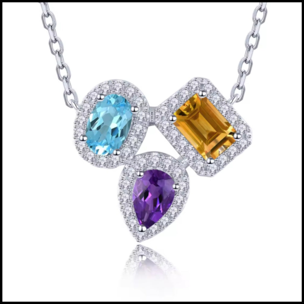 Londyn Collection - Multi - Gem Silver Necklace