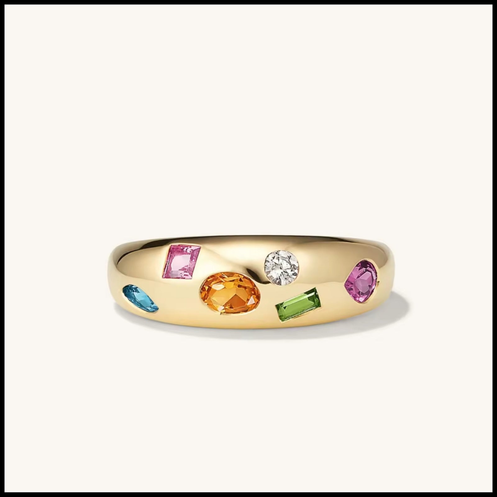 Multi Coloured Cubic Zirconia Adjustable Ring