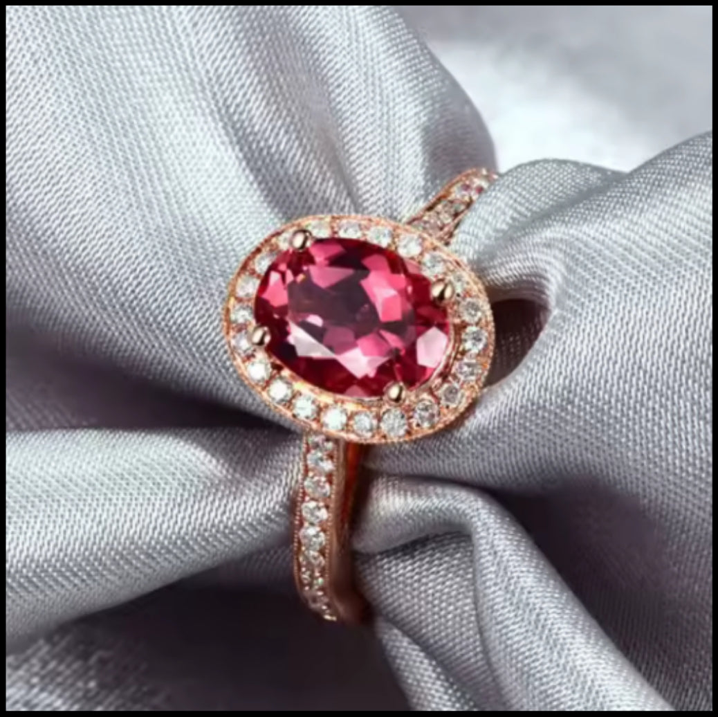 Pink Tourmaline & Diamond Ring