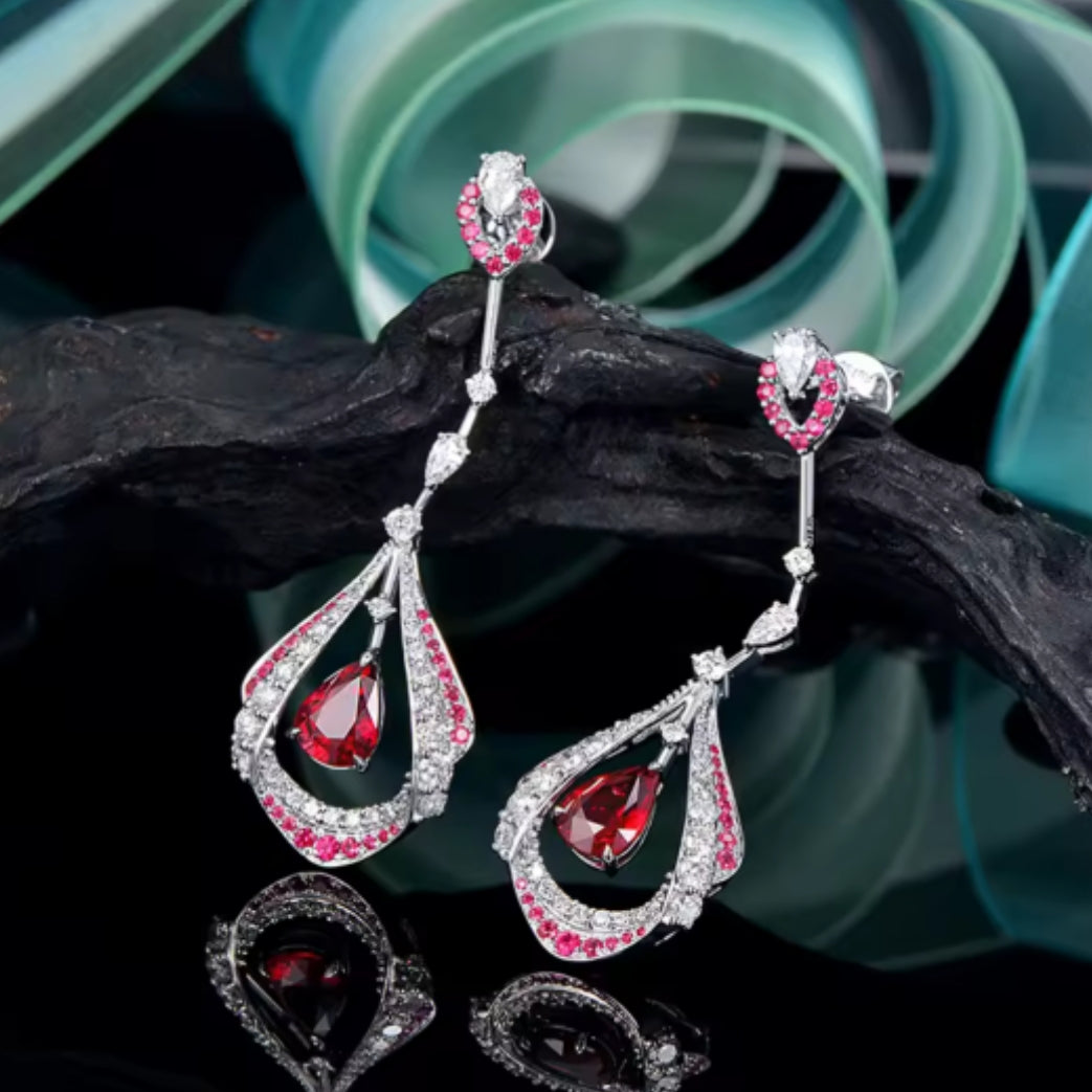 RIO Bay Ruby & Diamond Drop Earrings