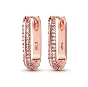 JENNIFER Hoop Earrings sterling silver with sparkling CZ zircon stones elegant design