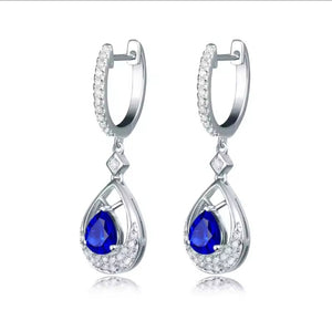 Sapphire Diamond Long Drop Earrings