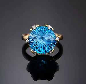 R&C Signature Piece -Blue Topaz & Diamond Ring