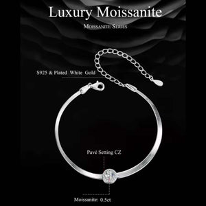 Silver bracelet with moissanite on a black background