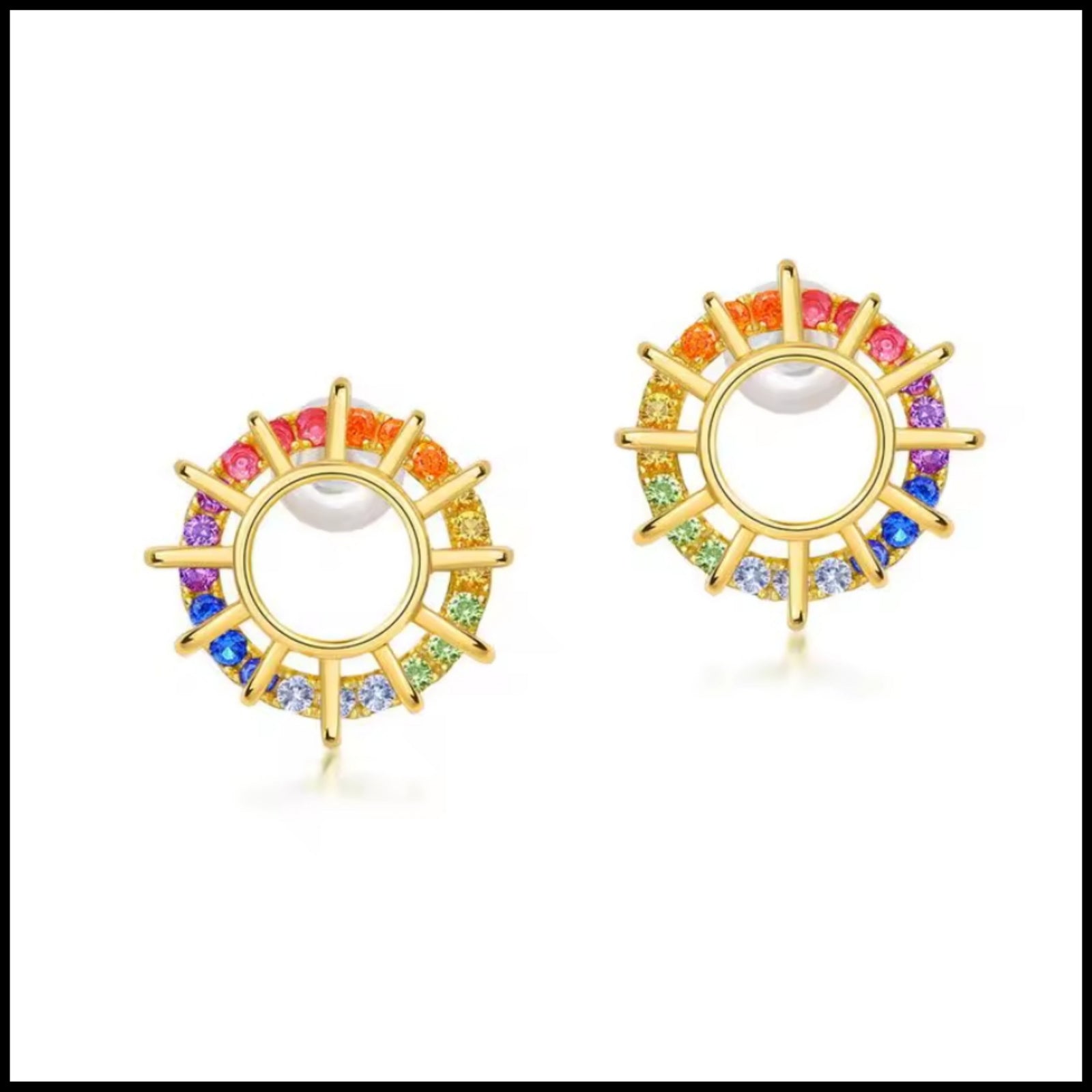 Stress / Anxiety Multi Coloured Gold Earrings
