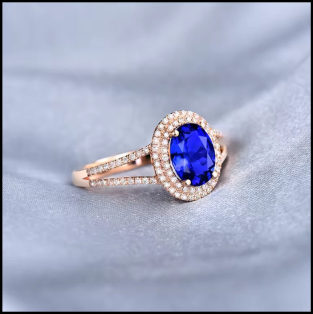 Tanzanite & Diamond Rose Gold Ring