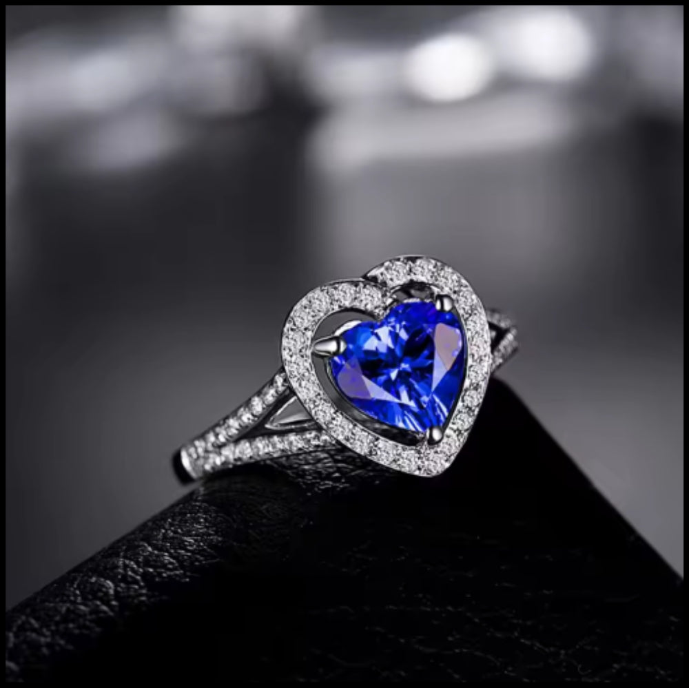 Tanzanite Heart Cut & Diamond Ring