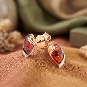 Garnet Red Marquise Stud Earrings