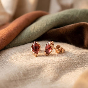 Garnet Red Marquise Stud Earrings