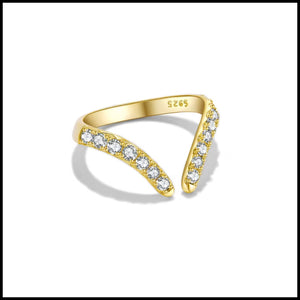 ADORE  Collection Zircon Adjustable Silver Gold Ring