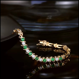 Emerald & Diamond Yellow Gold Bracelet