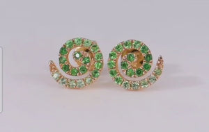 Green Garnet Spiral Earrings