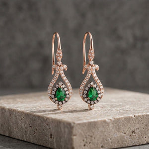 Tsavorite Diamond Rose Gold Earrings