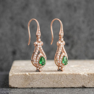 Tsavorite Diamond Rose Gold Earrings