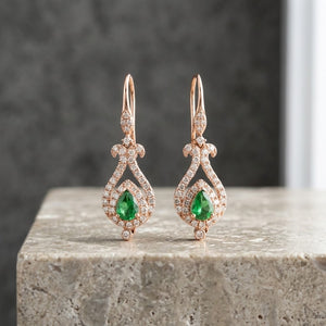 Tsavorite Diamond Rose Gold Earrings