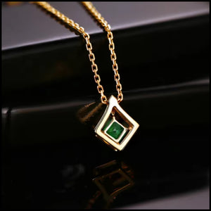 Vintage Emerald & Diamond Gold Necklace