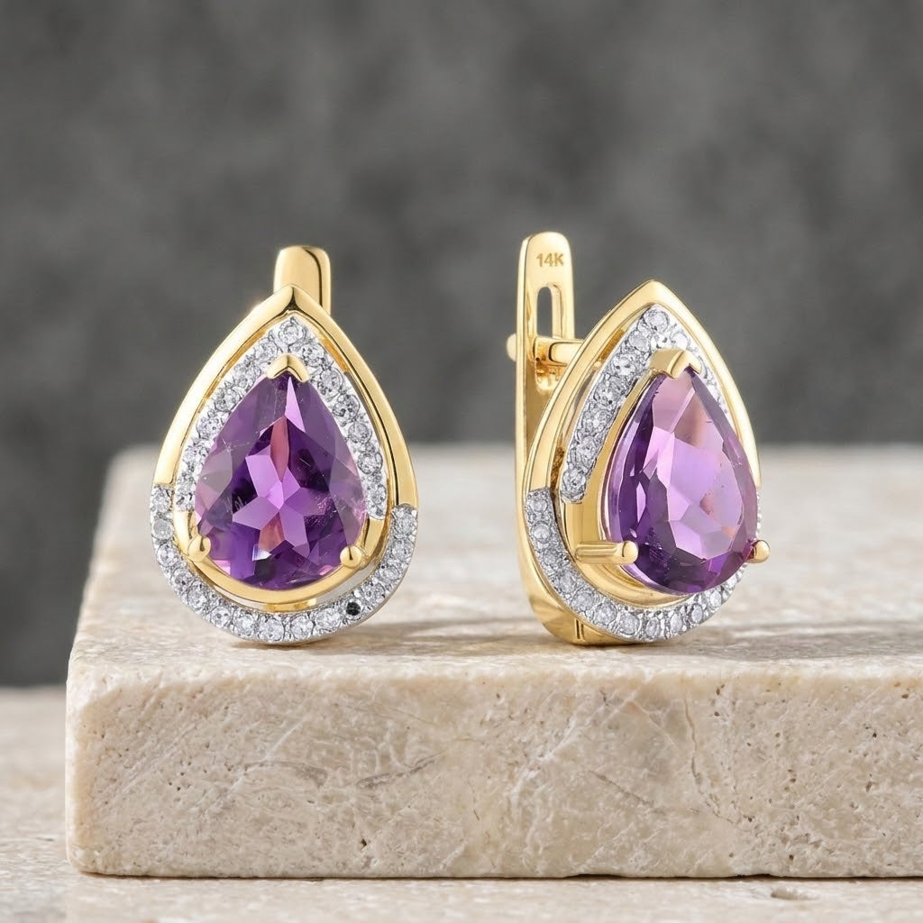 Lilly - Pear Cut Gem Diamond Earrings