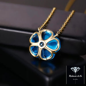 Blue Topaz Flower Necklace..