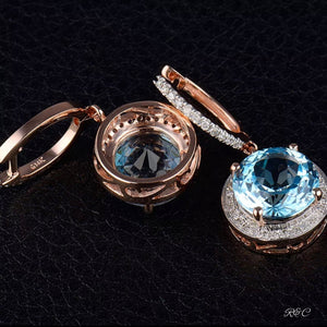 CORA - Blue Topaz & Diamond Earrings