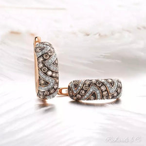 GABRIELLA Collection Brown Diamond Rose Gold Earrings