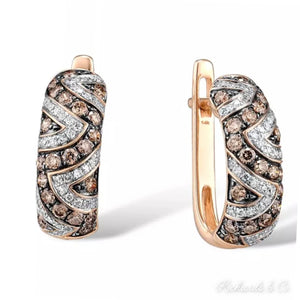 GABRIELLA Collection Brown Diamond Rose Gold Earrings