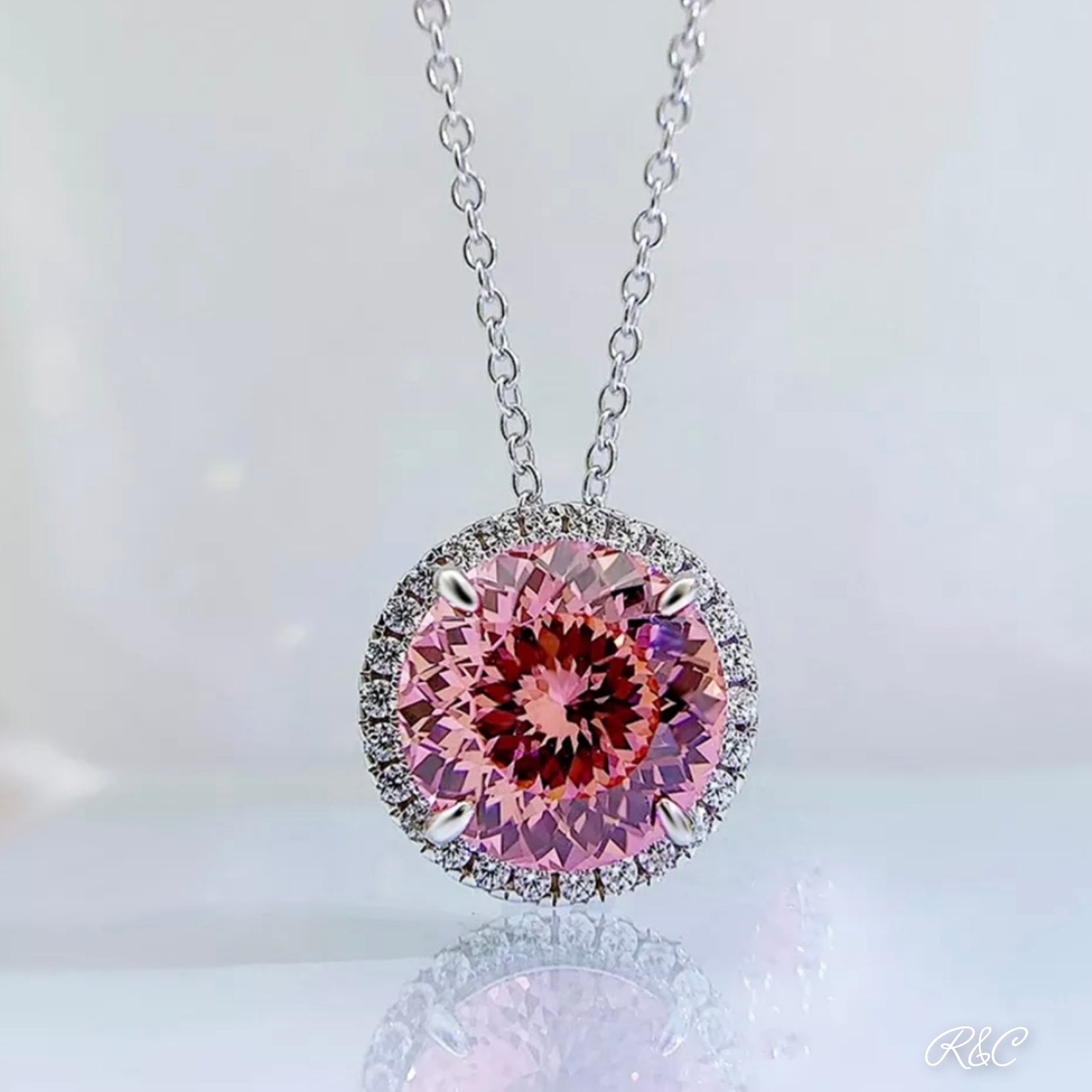 Pink Round Silver Necklace - COLLECTION ALEXANDER PINK LUSH - Richards & Co  Jewellery