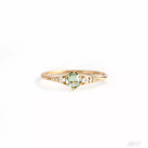 Green Zircon 18k Gold Plated Silver Ring