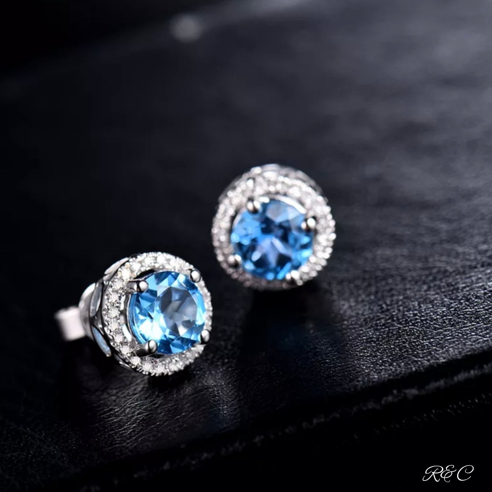 MIA - Earrings Blue Topaz & Diamonds