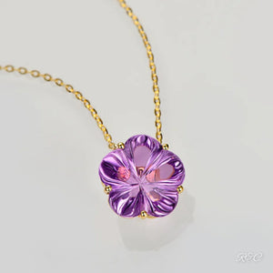 Purple Amethyst Flower Design Necklace