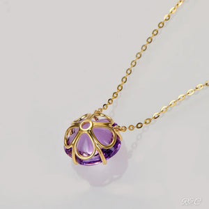 Purple Amethyst Flower Design Necklace