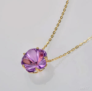 Purple Amethyst Flower Design Necklace