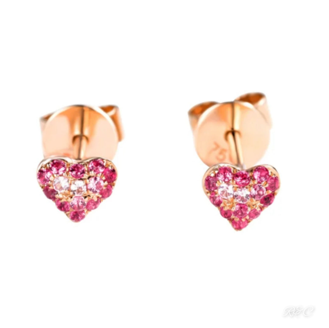 MOLLY Pink Sapphire Heart Stud Earrings