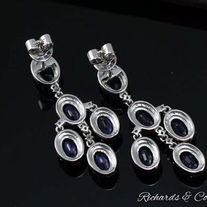 ELEANOR sapphire natural sapphire and diamond drop earrings in 14K white gold