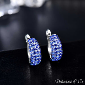 Bella Earrings white gold hoop studs with natural sapphire and diamonds sparkling luxury jewelry