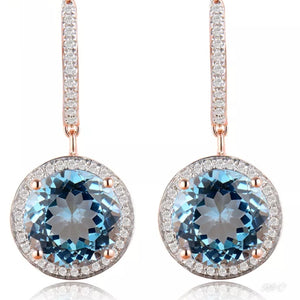 CORA - Blue Topaz & Diamond Earrings