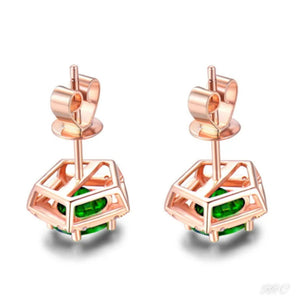 Green tsavorite diamond rose gold earrings 