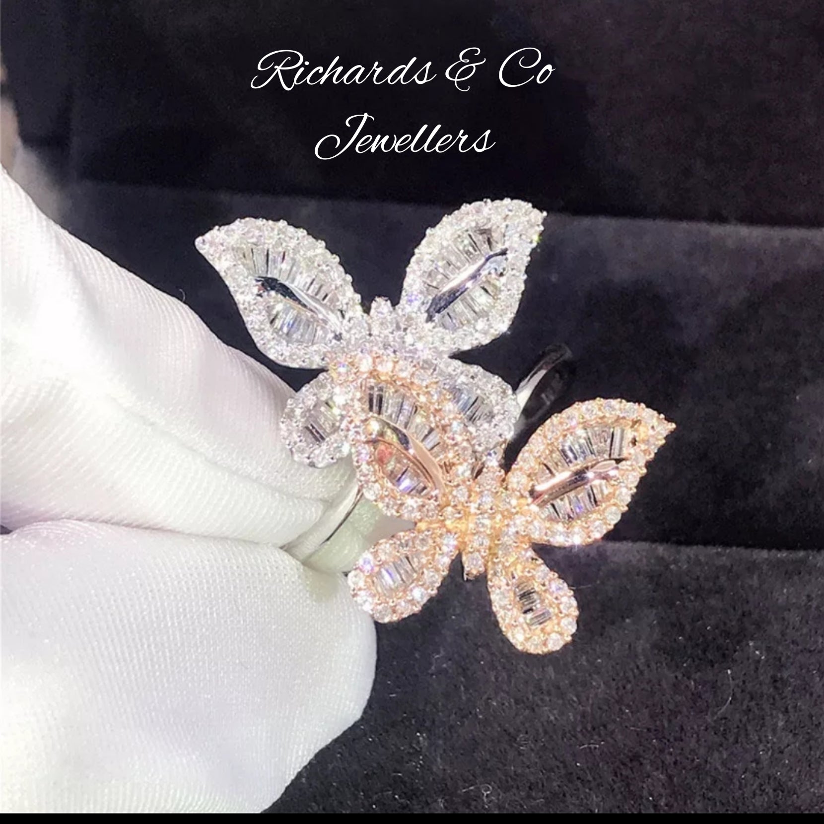 Double Butterfly Diamond Ring