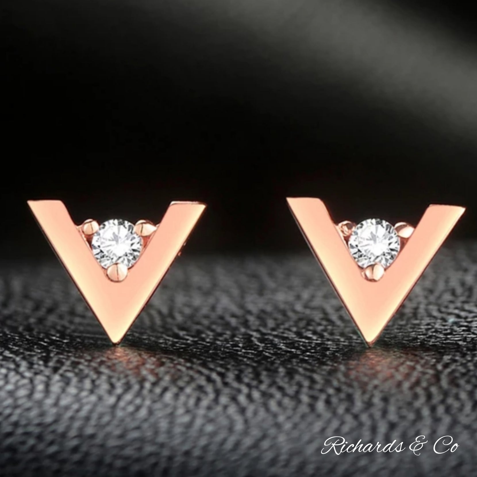 Rose Gold V Shape Earrings