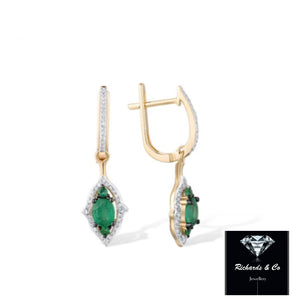 Emerald & Diamond Drop Earrings