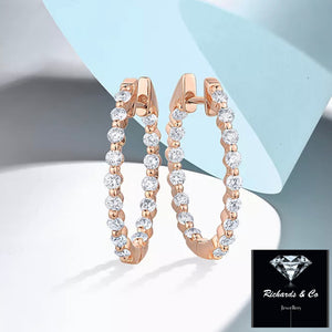 Rose Gold Diamond Hoop Earrings