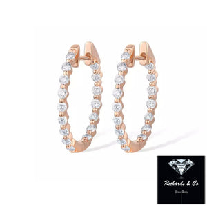 Rose Gold Diamond Hoop Earrings