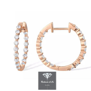 Rose Gold Diamond Hoop Earrings