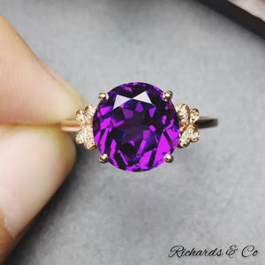 Purple Amethyst & Diamond Butterfly Ring