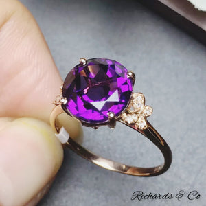 Purple Amethyst & Diamond Butterfly Ring