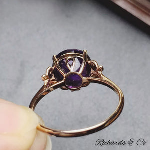 Purple Amethyst & Diamond Butterfly Ring